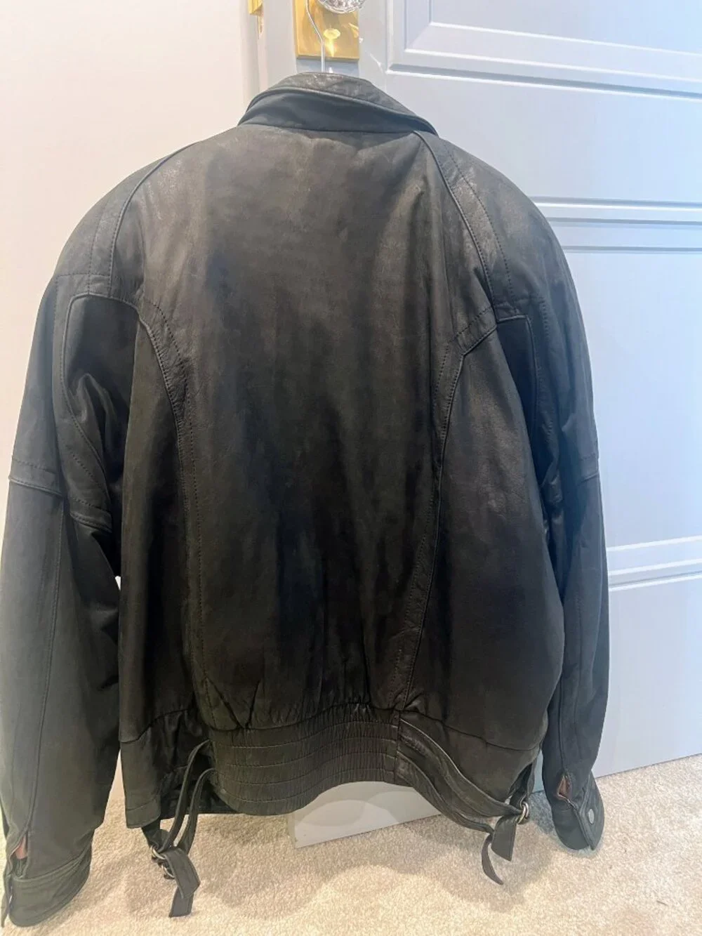 Pellini Black Leather Bomber Jacket with removable Thinsulate Lining